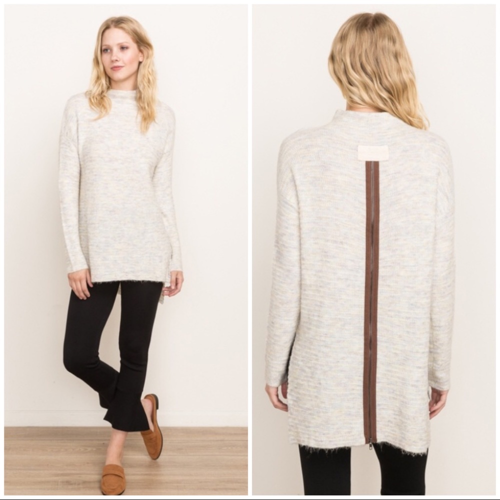 !! PRICE DROP !! Back Zipper Mock Neck Top